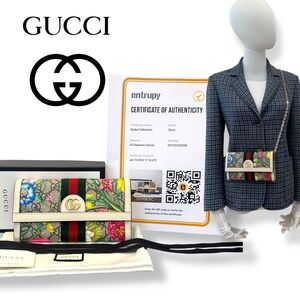 💚Gucci GG Supreme Web Blooms Ophidia Continental Flap Wallet✨